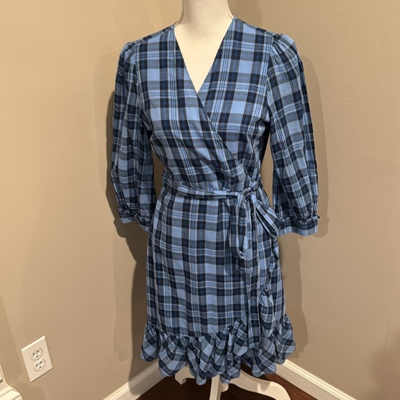 Draper James Reba Flutter plaid wrap dress - Picture 5 of 7